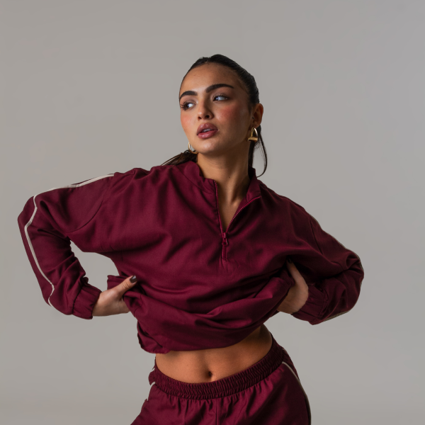 Conjunto Casaco Esportivo Listra Lateral Bordô + Calça Esportiva Listra Lateral Bordô