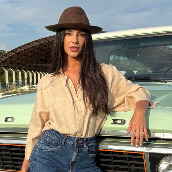 Camisa de Linho Manga 3/4 Areia