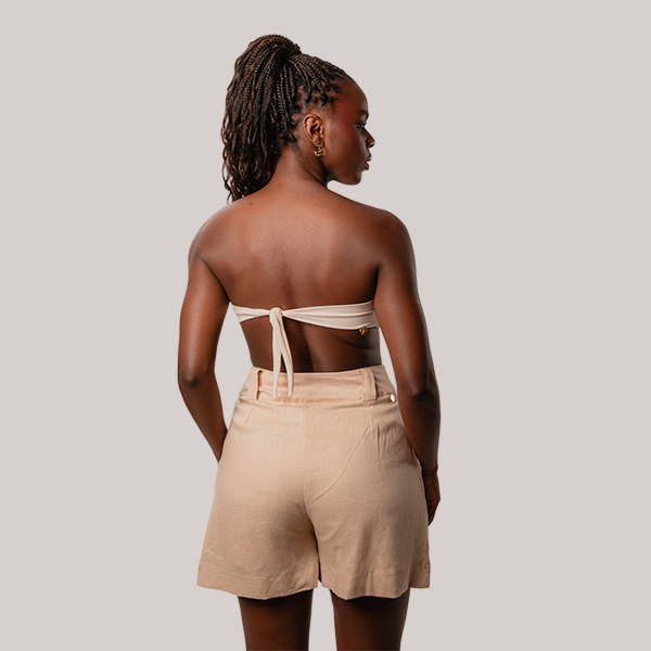 Conjunto Camisa Manga Longa Areia + Short Linho Areia