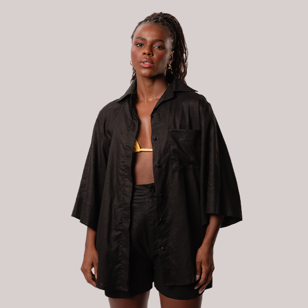 Short de Linho Preto