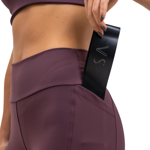 Calça Legging com Bolsos Laterais Marrom Ébano