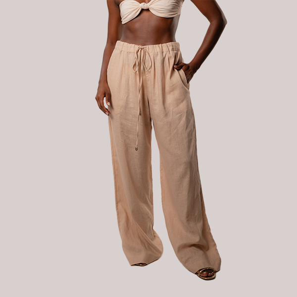 Calça de Linho Ampla Areia