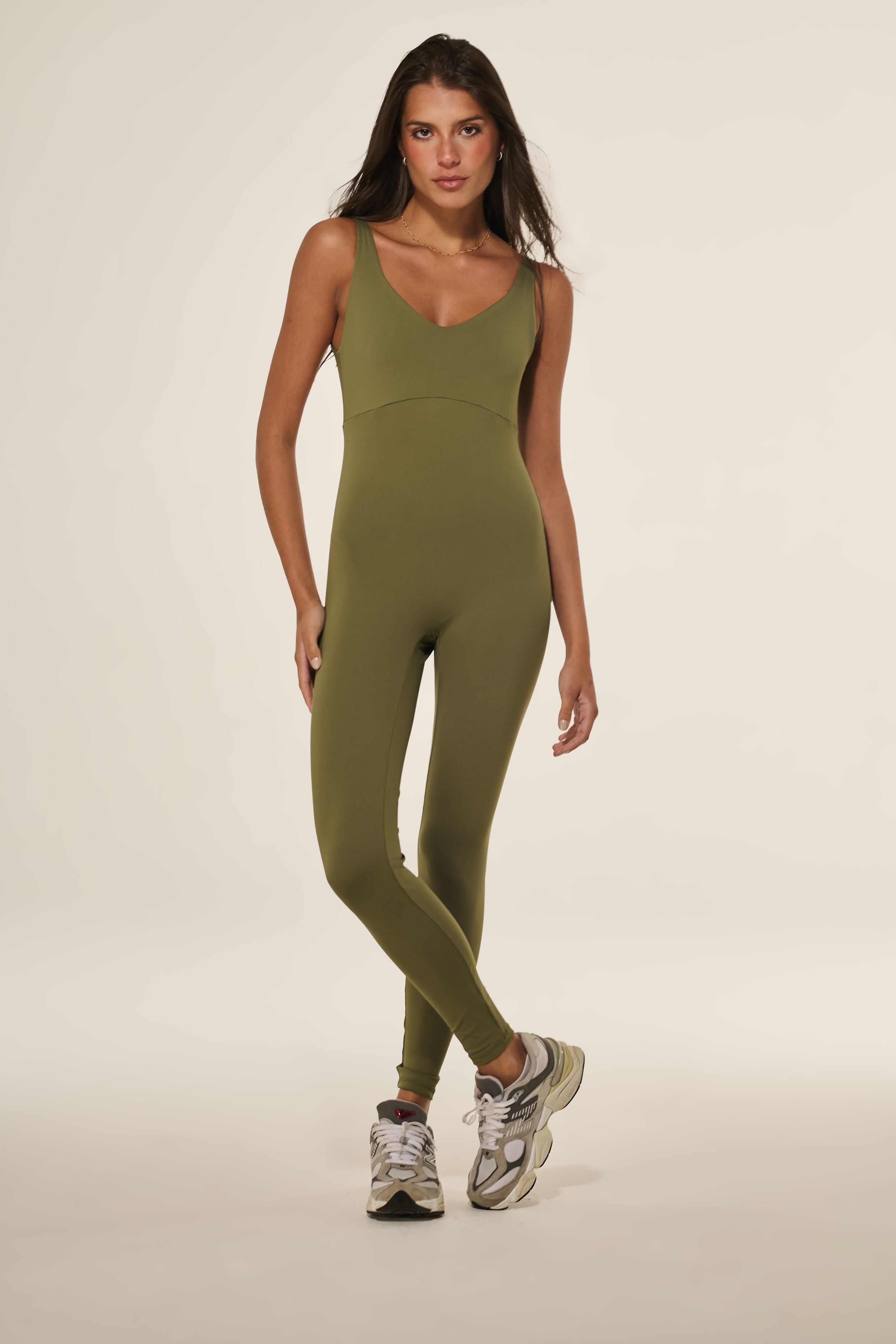 Macacão Fitness Decote Costas Verde Cáncun