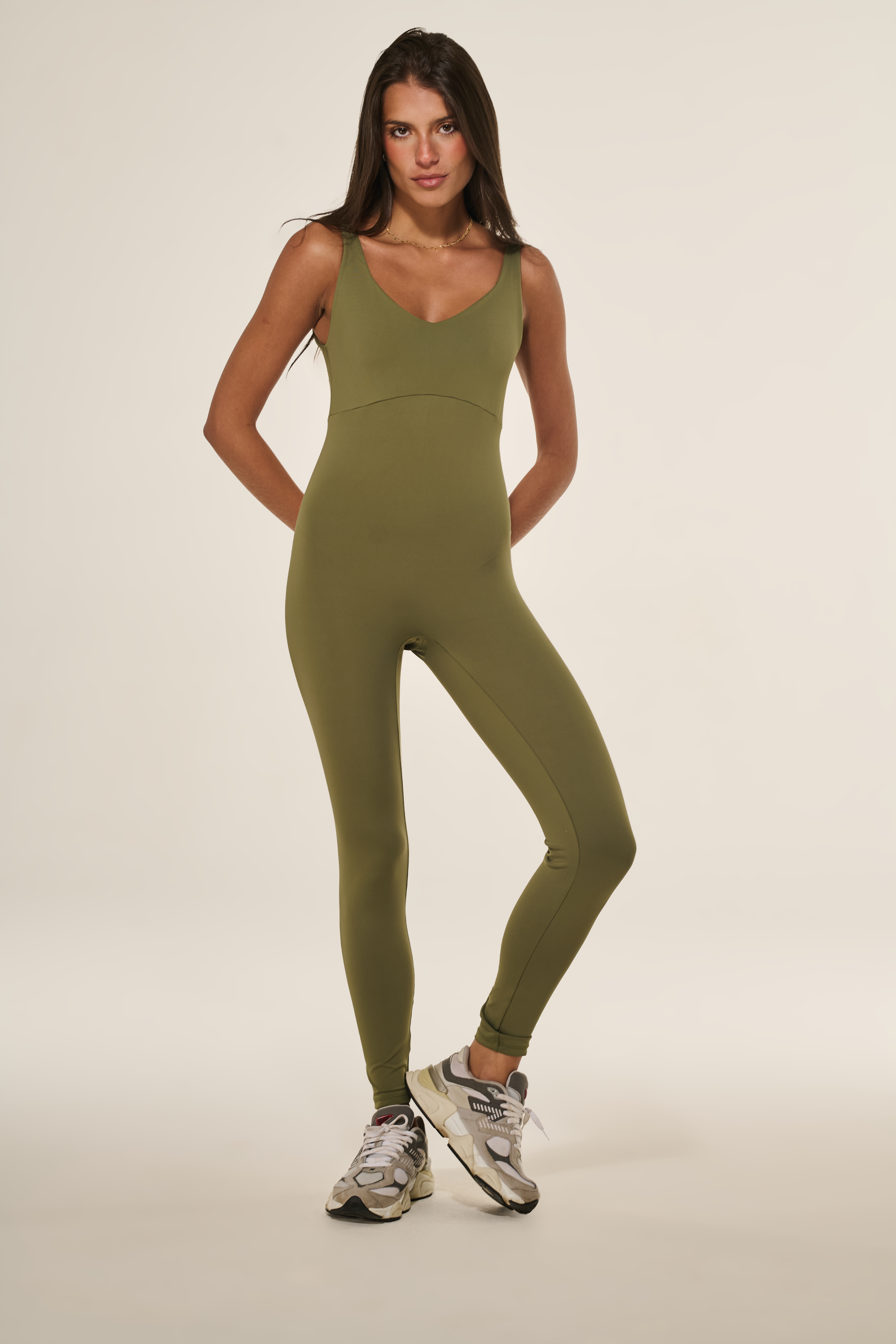 Macacão Fitness Decote Costas Verde Cáncun