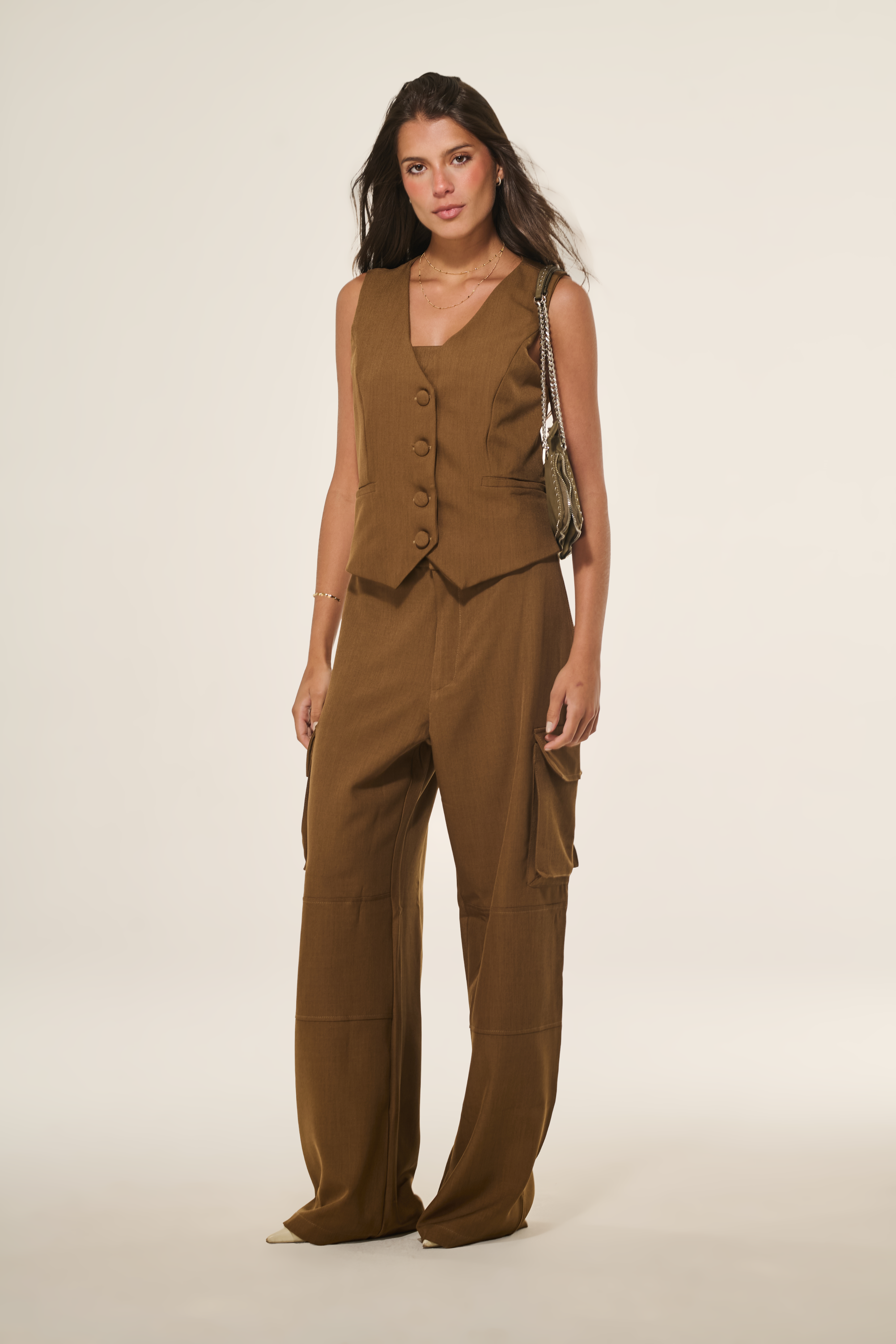 Calça Cargo Alfaiataria Chocolate