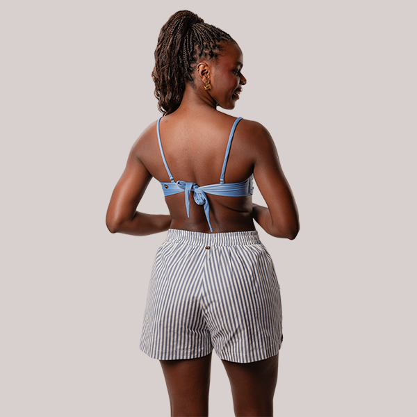 Short Boxer Em Listras Azul