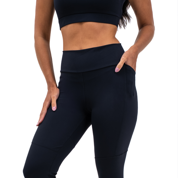 Calça Legging Com Bolsos Laterais Preto