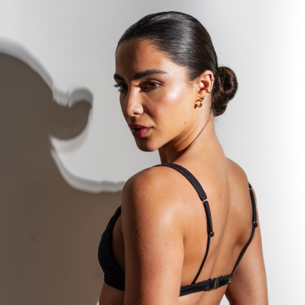 Calcinha Cortininha Essencial Preto + Top Triângulo Sem Costura Preto