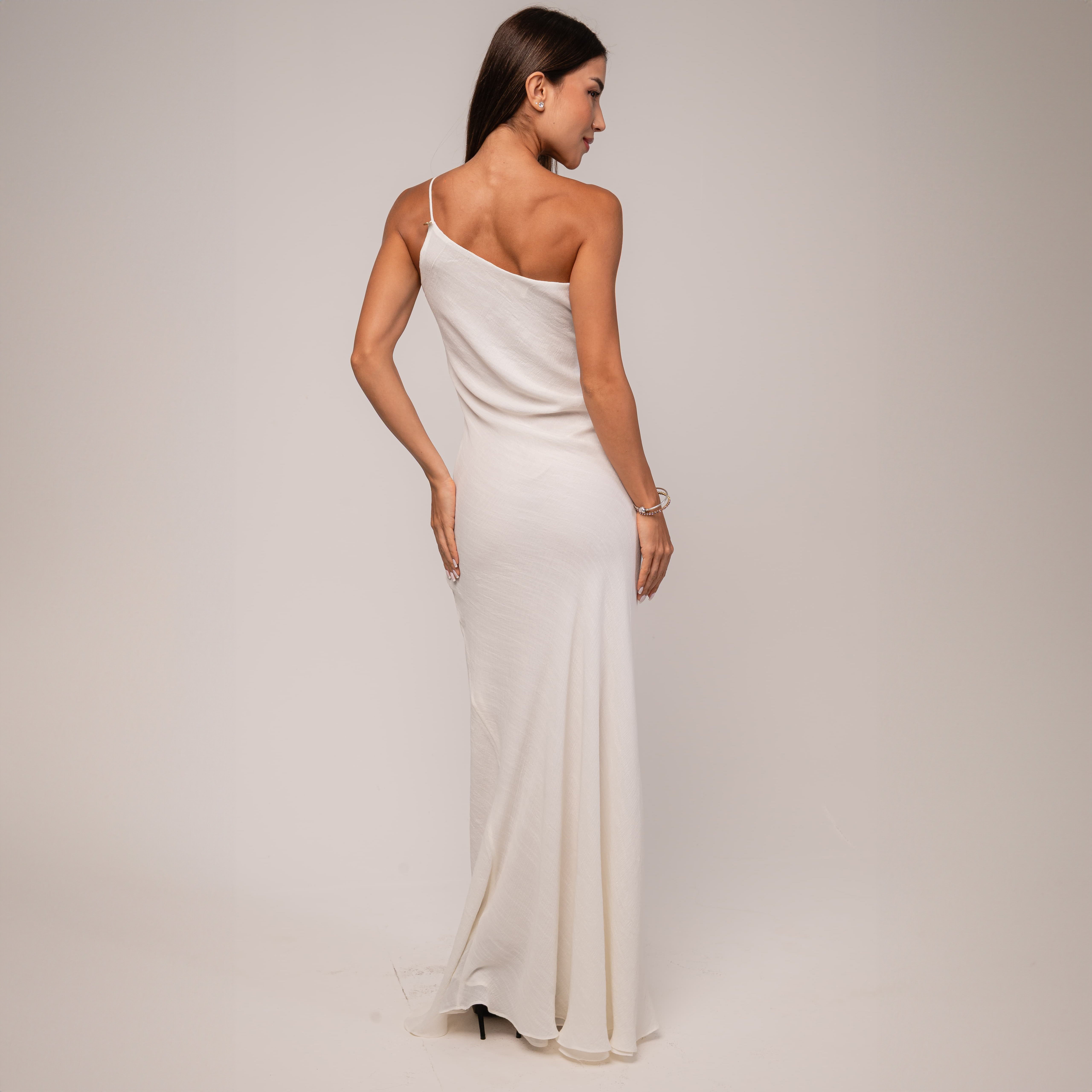 Vestido Uma Alça Em Viscose Dupla Off Bahamas