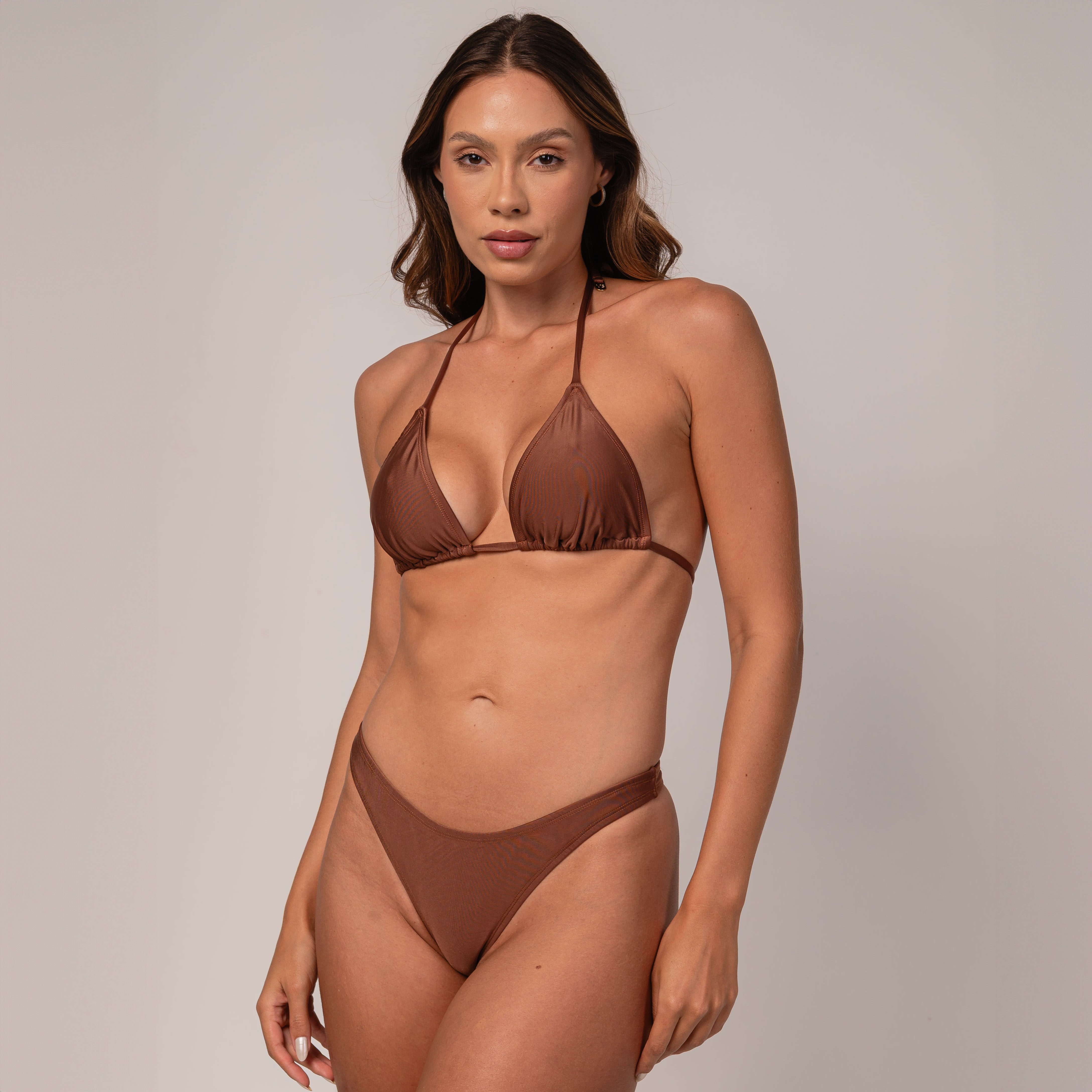 Top Cortininha Marrom Capri