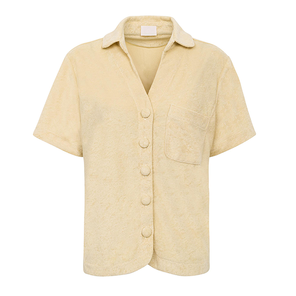Camisa Manga Curta Atoalhado Amarelo Manteiga