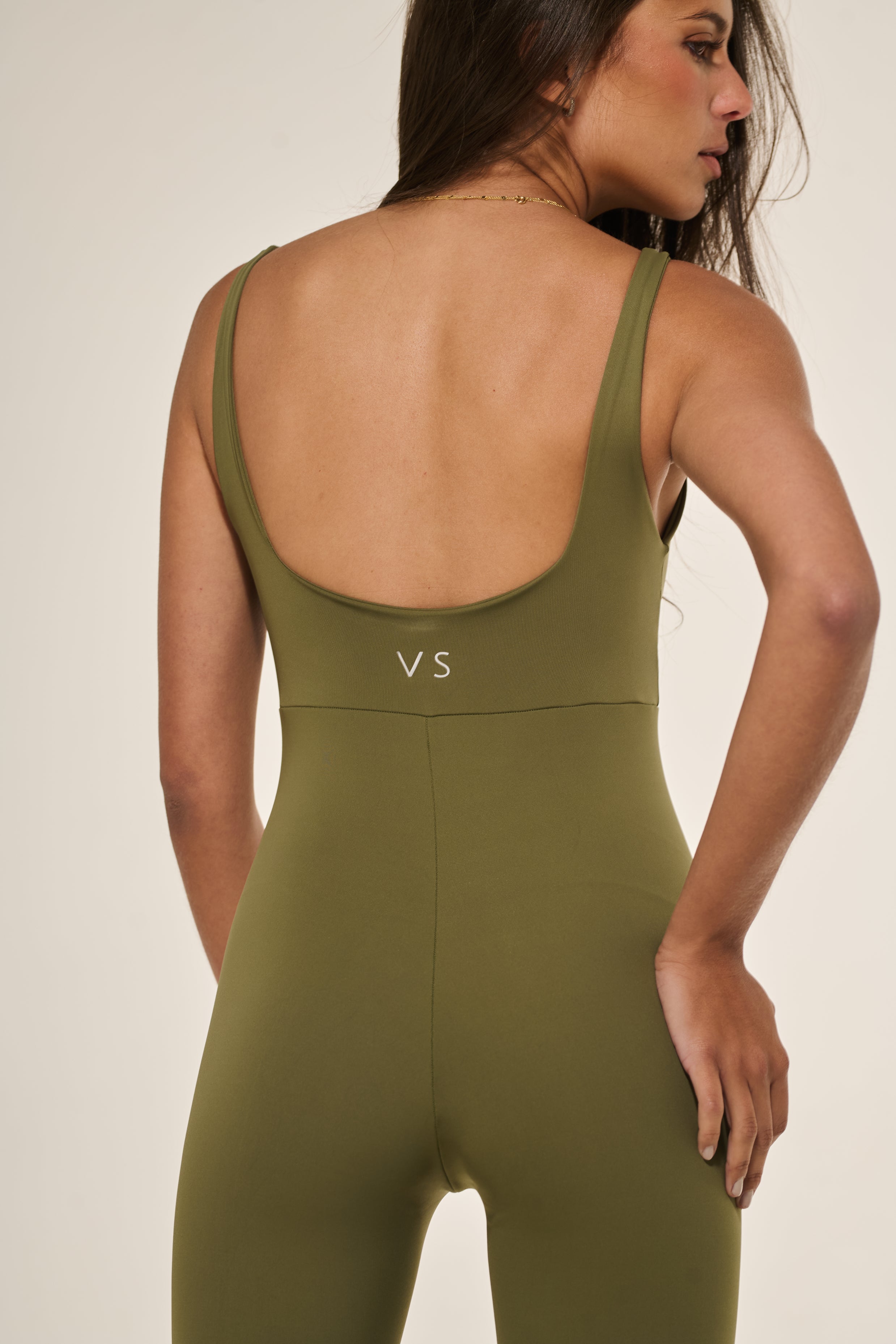 Macacão Fitness Decote Costas Verde Cáncun
