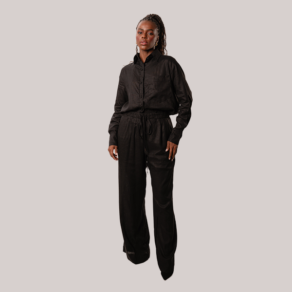Calça de Linho Ampla Preto