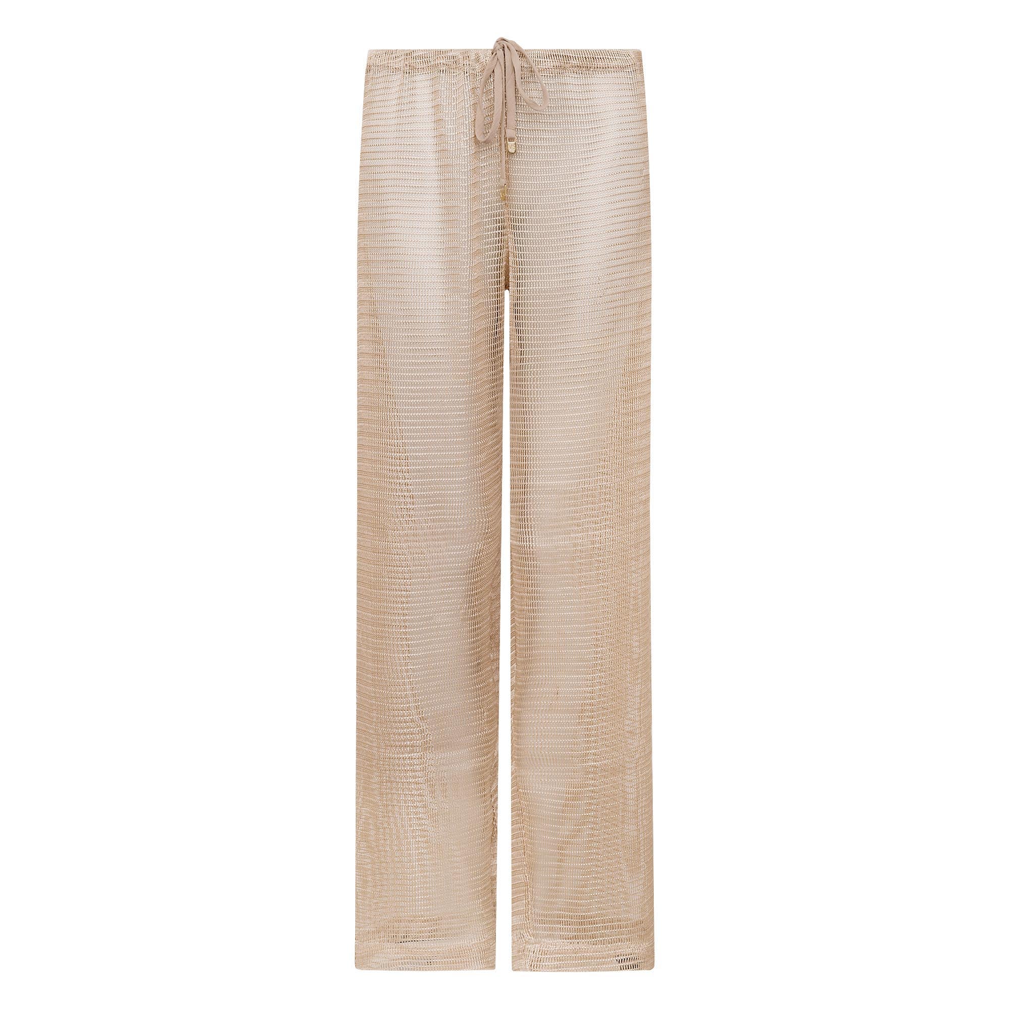 Calça Reta Em Tela Polana Pale Gold